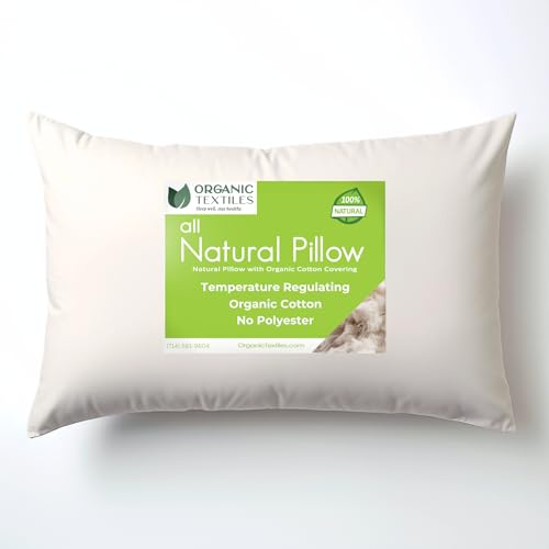 OrganicTextiles 100% Organic Cotton Pillow with Organic Cover (Child, Medium) GOTS Certified, Adjustable Loft, Head and Neck Pain Relief, Back Side Stomach Sleepers, Bed Pillow - Made in USA