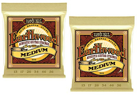 Ernie Ball Earthwood 2002 Saitensatz für Gitarre (Medium, Stärke .013-.-056) 2 Packungen