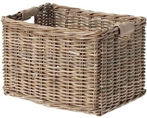 Dorset M - FaHinterradradtransportkorb aus Rattan - rechteckig - 35x24x24cm - ohne Deckel - Tragegriffe mit Kunstlederdetails - ohne Befestigungsmaterial - Nature Grey
