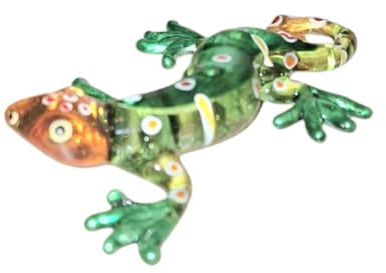 basticks Gecko - Glasfigur Glastier - grün,orange,rot Salamander Glas Figur Deko Setzkasten Vitrine