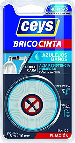 Ceys - Bricocinta - Azulejos y baños - Alta resistencia humedad - Blanco - 1.5 M x 19 MM