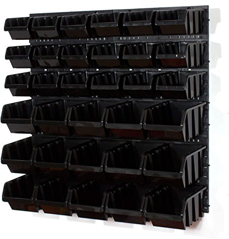 Prosperplast 41 tlg Wandregal Box Lagerregal Stapelbar Gr.3,4 schwarz Regal Platte