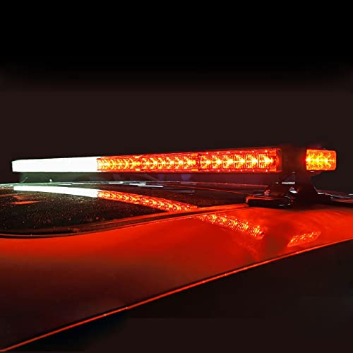 Evershine Signal ES-318 Barre Lumineuse stroboscopique avec LED sur Quatre côtés en Forme de scarabée (Ambre Blanc, 6-Barre(38.2 Pouces))