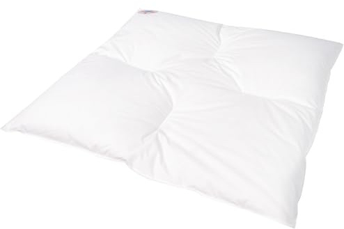 Traumschloss Baby Mono Daunenbettdecke Karo Step | kuschlig weiches Karo-Steppbett | Bezug aus feiner Mako-Einschütte (100% Baumwolle) | höchster Schlafkomfort | Weiß | 80 x 80 cm