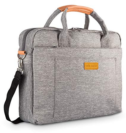 DOB SECHS 15-15.6 Zoll Laptoptasche Aktentaschen Handtasche Tragetasche Schulter Tasche Notebooktasche Laptop Sleeve Laptop hülle für bis zu 15-15.6 Zoll Laptop, Grau