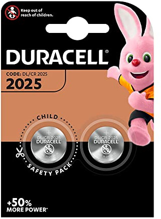 DURACELL 38985 Knopfzellen Cr2025, 2 Stück, silberfarben