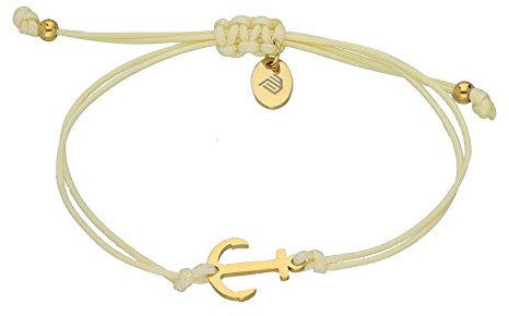 Max Palmer Armband mit Anker Anhänger [04.] - Band: schwarz | Anhänger: Gold