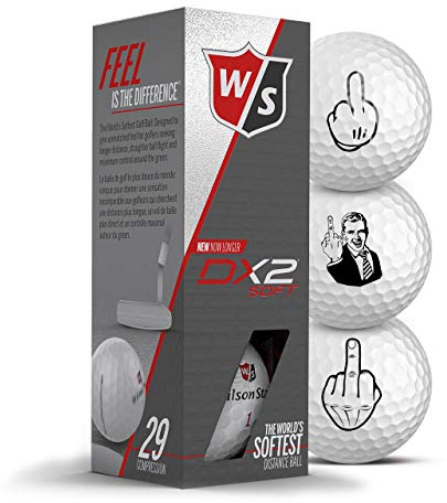 Wilson Staff Golfbälle 3er Pack Motiv F-You Mittelfinger Geschenkidee Golf Geschenke für Golfer (DX2 Soft)