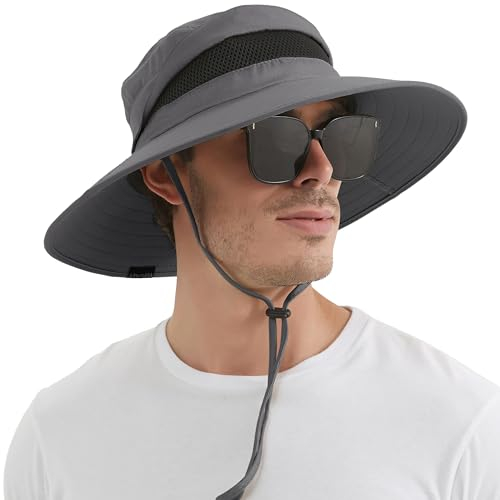 EINSKEY Sonnenhut Herren, UPF 50+ UV-Schutz Faltbar Sommerhut Wanderhut Safari Hut für Damen, Breite Krempe Atmungsaktiv Outdoor Sonnenschutz Hut Anglerhu