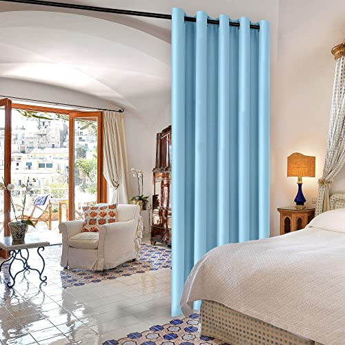 DWCN Patio Sliding Door Curtains - Extra Wide Curtains for Glass Door, Room Divider Blackout Thermal Curtain Grommet Panel with Grommet Top for Bedroom Partition, 6.7ft Wide x 7ft Tall, Light Blue