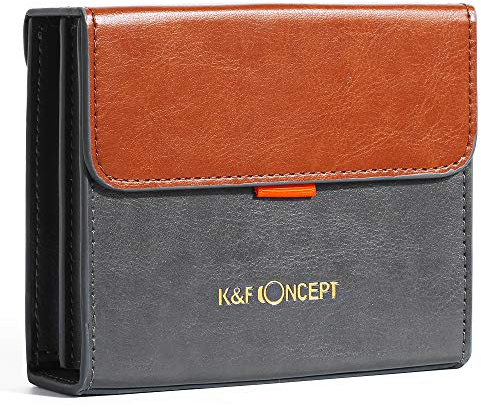 K&F CONCEPT Filtertasche Filter Pouch für 3 Rechteckfilter 100 x 100 mm und Filter Halter, Aufbewahrungstasche aus PU-Leder