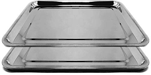 Space Home - Juego de 2 Bandejas para Servir - Fuente Llana Rectangular - Acero Inoxidable - 40 x 30 cm