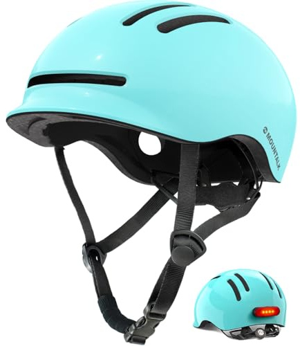 Bike Helmets for Adults Men Women,Mens/Womens Cool Bicycle Helmet with Magnetic Rear LED Light,Youth Boys/Girls Helmet (Shiny Aqua,M)