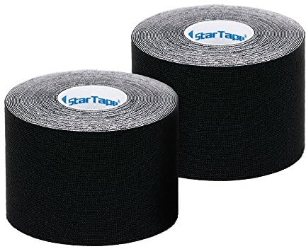 SL StarTape power - Kinesiologietape, Sporttape aus Baumwolle, selbstklebendes Physiotape, wasserabweisend, hautfreundliches Taping, 5 x 550 cm, schwarz 2er Set
