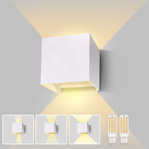 Lureshine Applique da Parete Interno G9 LED Lamp Angolo del Fascio Regolabile Lampada Alluminio Bianco Caldo 3000k Aplique LED da Parete Interni Adatto per Interni/Esternicamera (Bianco 1 Pezzi)