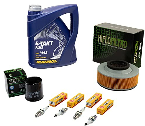 Wartungspaket Öl 4L + Luftfilter + Ölfilter + Zündkerzen für Kawasa ki VN 1500 VN1500 Classic Baujahr 1998-2004