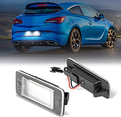 POPMOTORZ LED Number Plate Light, 2Pcs License Plate Light Compatible with Vauxhall Astra J Sports Tourer Estate Zafira Tourer C, License Number Plate Light with Canbus Design Error Free Xenon White