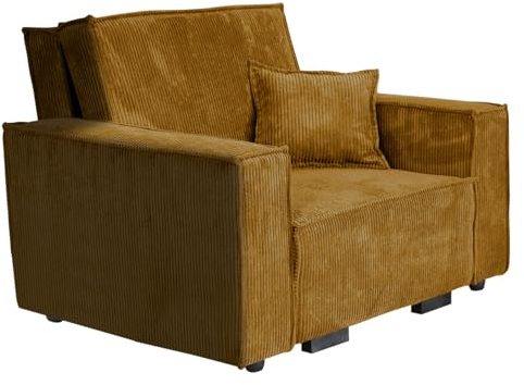 Mirjan24 Sofa Viva Star Cord I mit Schlaffunktion, einsitzer Polstersofa mit Bettkasten, Schlafsofa, Bettsofa inkl. Kissen, Wohnlandschaft, Farbauswahl (Poso 01)
