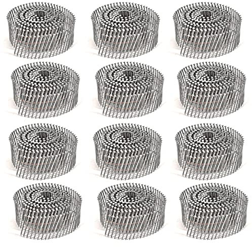 BHTOP Seitennägel, 3600 Stück, 15 Grad, 5,1 cm x 0,092, Drahtkollatierte Spulenringschaftnägel, voller runder Kopf, feuerverzinkter Seitennagler, Aufsatz, Ersatzteile