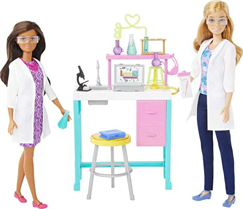 Barbie Careers Playset, Science Lab with 2 Scientist Fashion Dolls, Bench & 10+ Accessories (Amazon Exclusive), HJY95
