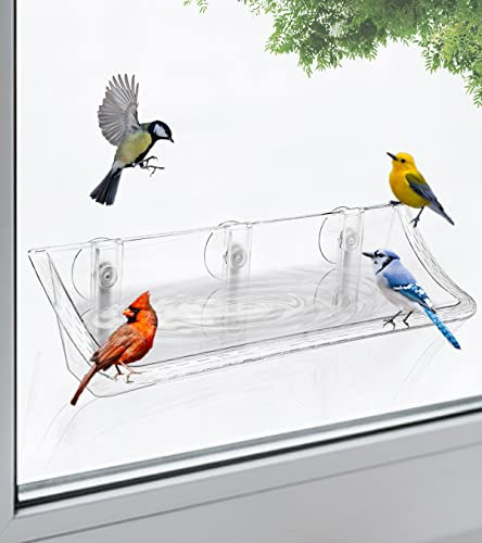 AnBaiMei Vogelfutterstation mit transparentem Fenster, mit starken Saugnäpfen für den Außenbereich, transparentes Glas, Vogelfutterstation für Katzen, Kinder, ältere Menschen, 1 Stück