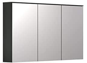 trendteam smart living - Synnax - Spiegelschrank - Anthrazit - Badspiegel mit 9 Fächern und 6 verstellbaren Einlegeböden - (BxHxT) 120 x 70 x 17 cm - moderner Badezimmerspiegel 3-türig - kratzfest