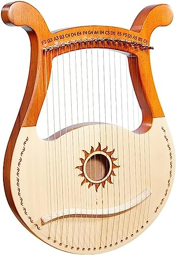 19 String Lyre Mahogany Harp Portable Music Instrument Tuning Wrench for Beginner Outer Space Lotus Wild Goose Easy to Learn