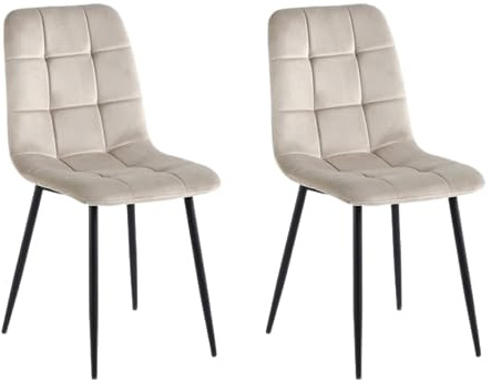 Colenis - Ela Esszimmerstühle - 2er Set - Beige - Samt - Für Esszimmer, Küche & Wohnzimmer - Modernes Design