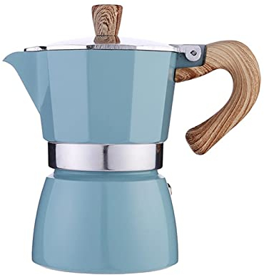 TEmkin Kaffeekanne, Kaffeemaschine, Espresso, Aluminium, Geysir, Kaffeemaschine, Kaffee, Latte, Perkolator, Herd, Kaffeefilter (Farbe: Schwarz, Größe: Klein) (Blau, Klein)