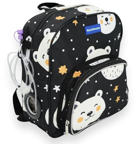 therathreads Junie Feeding Tube Backpack for Kids Enteral Feeding Pumps (EnteraLite Infinity and Kangaroo Joey), G Tube, J Tube, GJ Tube, PEG Tube Bag fits 500mL to 1L Capacity Bags (Bears)