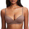 DOBREVA Women's Push Up Bra Plunge Wireless Comfortable T Shirt Padded Bras Brown Purple 32B
