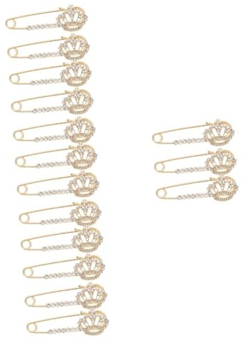 VALICLUD 15 Stk Krone Sicherheitsnadel Anstecknadel Strass-Sicherheitsnadel Pullover schultergurt Kronen-Sicherheitsnadel Pin-Ästhetik Strickjacke Zubehör Partei-Emblem Stift Fräulein Schal