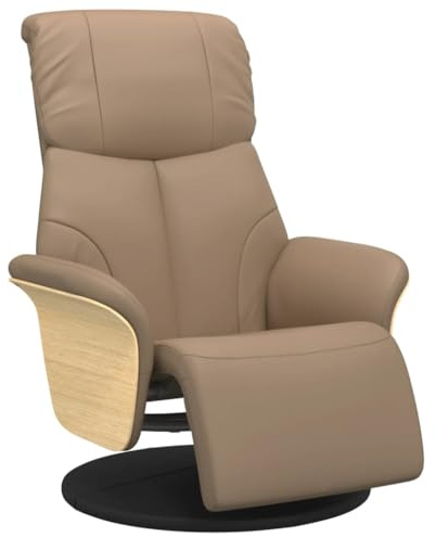 vidaXL Relaxsessel, Drehbar Sessel mit Liegefunktion, Fernsehsessel Verstellbare Rückenlehne Fußteil, Liegesessel Ruhesessel Polstersessel, Cappuccino-Braun Kunstleder