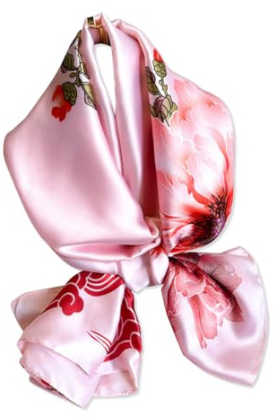 LumiSyne Seidenschal Damen Schmetterling Gedruckt Blumen Muster Luxuriös Elegante Stil Große Schals Lange Halstücher Leicht Warme Stola Wrap Sonnencreme Kopftuch Schultertuch Ganzjährig