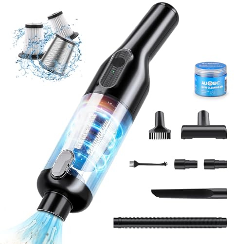 ALIOBC Handstaubsauger, 22000Pa Auto-Staubsauger, Mini Staubsauger mit Waschbar HEPA-Filter, USB-Akku Sauger Auto für Tierhaare, Haus und Büro