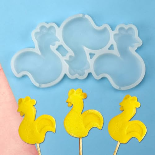 mostsom Lot de 2 mini moules en silicone époxy pour sucettes en forme de coq
