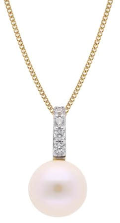 trendor Perlen-Anhänger Gold 333/8kt mit vergoldeter Silberkette 68460 | zeitloser Halsschmuck für Damen, elegantes Accessoire,