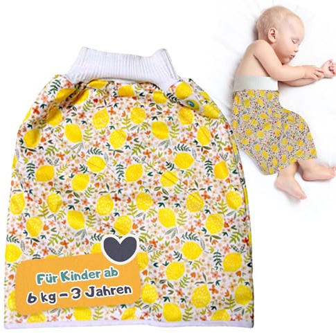 Lumina Windelrock-das Original, Abhalten und windelfrei leicht gemacht | Stilvoller Auslaufschutz für Babys & Kinder ab 6 kg bis 3 Jahren, saugfähig & atmungsaktiv, waschbar, Größe 1, Lemon Dream