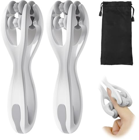 2 Stk Hand- und Fingermassagegerät, Finger Massage Roller, Massageball mit Griff Körper, Muskel Entspannen Massagegerät, Handmassagegerät, Doppelseitiger Massageroller für Arthritis
