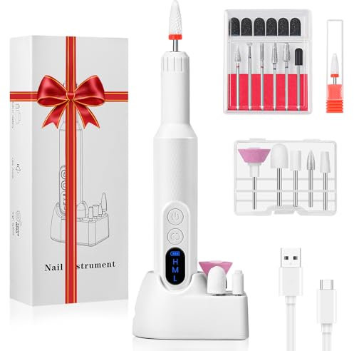 Diboniur Fresa per Unghie, 12 in 1 Fresa per Unghie Portatile con LED Display, 18000 RPM Fresa per Unghie Professionale, Ricarica USB Fresa Unghie, Fresa Unghie Professionale con 3 Velocità Regolabile