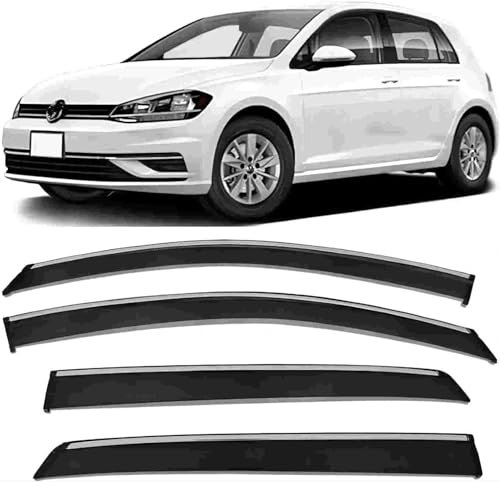 FLLBING Auto Autofenster Windabweiser für VW Golf 7 MK7/MK7.5 2014-2019, Regenschutz Regenabweiser Integrierte Deflektoren Seitenscheibenabweiser Luftabweiser