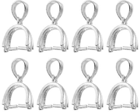 uxcell 8Pcs 925 Sterling Silver Pinch Bail, 15mm Pendant Clasp Pendant Bail Connector Pinch Clip Bail Clasp for Jewelry Making Supplies Bracelet Necklace DIY Craft, Silver