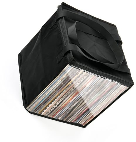 lmoikesz Skivförvaringslåda Vinylsamling Förvaringsfodral för 12-tums skivor Skivfodral för 12-tums vinylalbum OxfordCloth