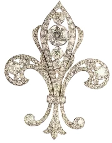 3 CT Round Lab Created Diamond D/VVS1 Pave Set Fleur De Lis Brooch Pin 14K White Gold Over Sterling Silver