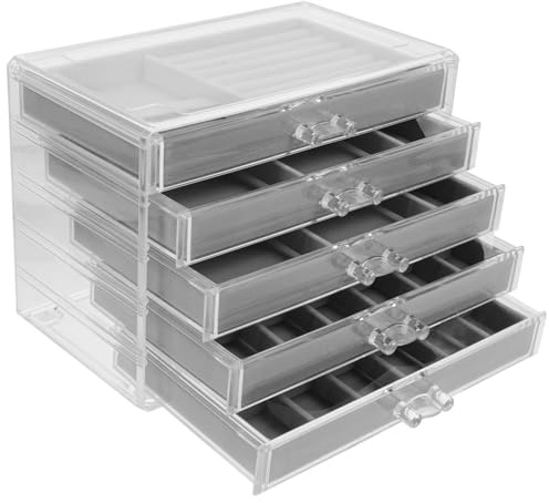 BESTYASH Elegante Steinsammelbox aus Acryl mit Samteinlage Unterteilte Fächer und Mehrere Schubladen für Einfache Organisation und Stilvolle Aufbewahrung von Mineralien