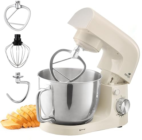 SENYA Robot Pâtissier 1500W – Robot Cuisine Multifonction 5L Bol Inox – 10 Vitesses + Pulse – Pétrin, Fouet, Batteur – Robot pour Gâteau, Pain – Couvercle Anti-Éclaboussures avec Séparateur d’Œuf