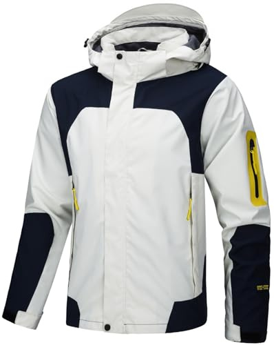 PADOLA Chaqueta Hombre ligera Chaqueta Aire Libre Entretiempo Cortavientos Softshell Impermeable Abrigo Deportiva(M,Blanco)