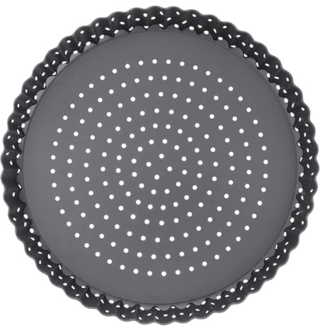 GLEAVI Molde para Pizza Antiadherente con Desmontable y Orificios Bandeja Redonda para Hornear Tartas de Acero al Carbono Resistente y Fácil Limpieza para Uso Profesional Panaderías y