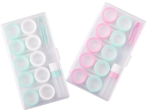 TOYZFRIENDY 2 Sätze Kontaktlinsen Aufbewahrungsbox mit Pinzette Tragbar Dicht Schließend Hygienisch für Reisen Arbeit und Alltag Praktischer Kontaktlinsenbehälter in Attraktiver