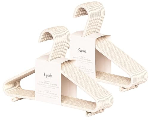 3 Sprouts - Perchas Infantiles - Perchas para Ropa de Bebé y Niños, Perchas de plástico de Paja de Trigo, Pack de 30 - Crema